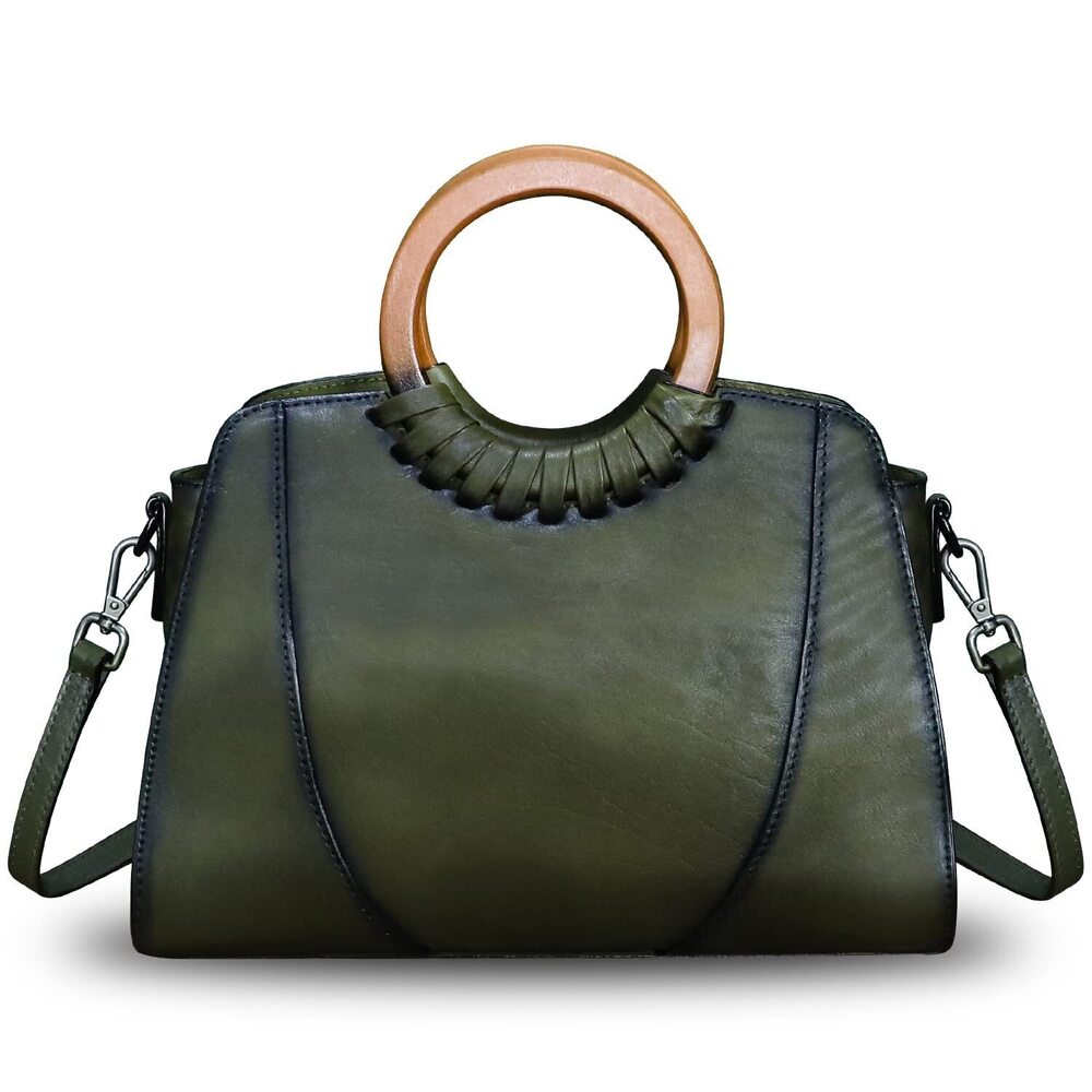 5637 Leather Top Handle Handbag Purse Satchel Retro Cowhide Handmade
